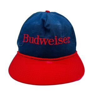 Vintage 90s Budweiser Beer Rope Snapback Hat Cap Made in USA Official